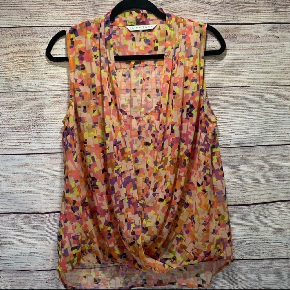 Trina Turk Colorful Blouse Size Large